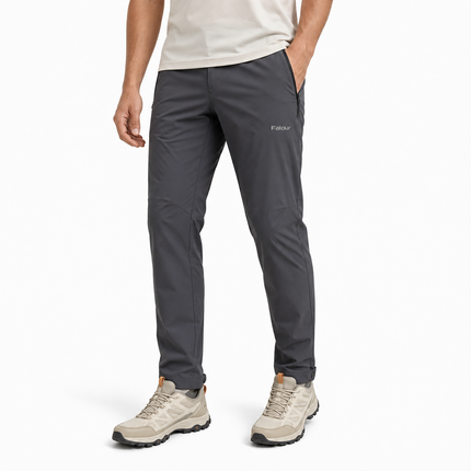 Men’s Charcoal Grey Outdoor Travel Trousers with Side Zip Pocket