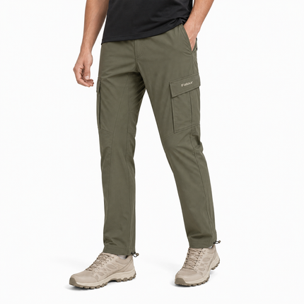 Men’s Olive Green Walking Cargo Pants with Utility Pockets