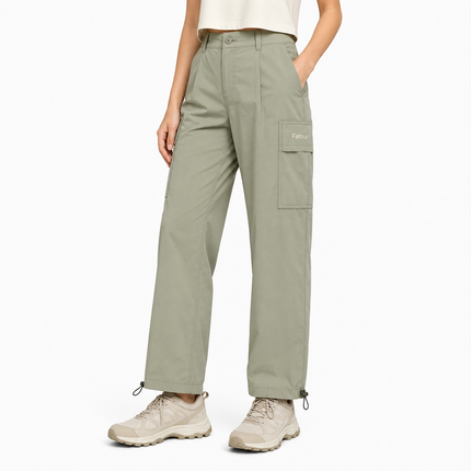 Women’s Wide Leg Outdoor Cargo Trousers with Adjustable Hem