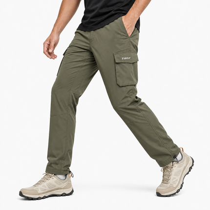 Men’s Olive Green Walking Cargo Pants with Utility Pockets