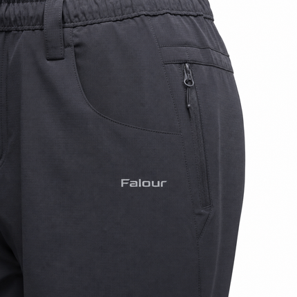 Men’s Charcoal Grey Outdoor Travel Trousers with Side Zip Pocket