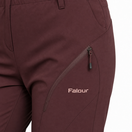 Burgundy Women’s Slim Fit Outdoor Trousers with Zip Pocket and Ankle Zip