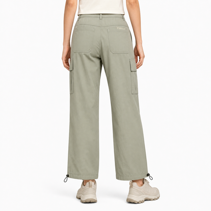 Women’s Wide Leg Outdoor Cargo Trousers with Adjustable Hem