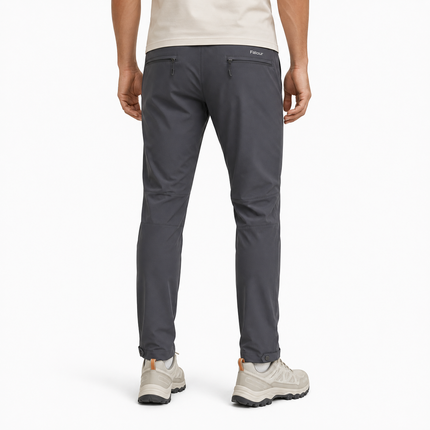Men’s Charcoal Grey Outdoor Travel Trousers with Side Zip Pocket