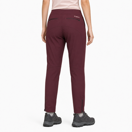 Burgundy Women’s Slim Fit Outdoor Trousers with Zip Pocket and Ankle Zip