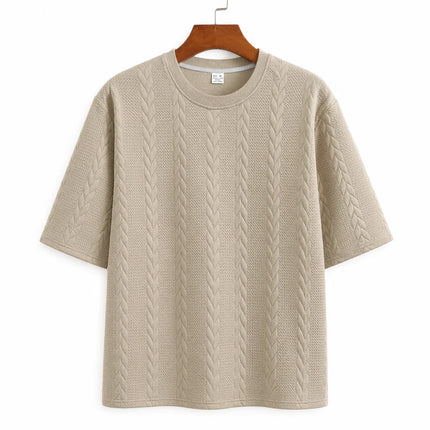 Men’s Casual Jacquard Shirt and Shorts Set Lightweight Summer Outfit