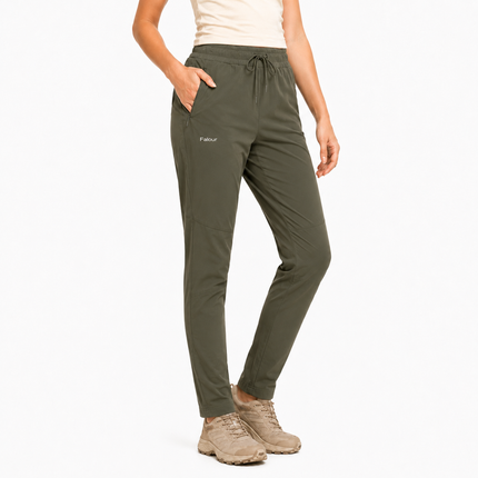 Women’s Lightweight Outdoor Trousers with Drawstring Waist and Zip Pocket