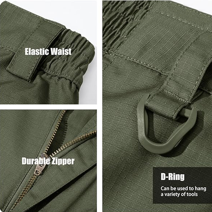 Men’s Urban Waterproof Stretch Cargo Tactical Trousers – Army Green