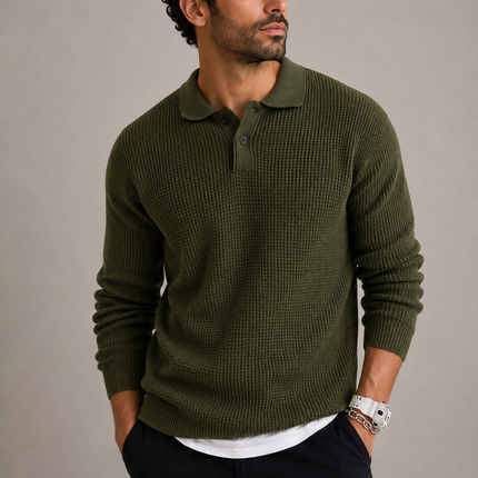 Men's Slim Fit Knit Sweater with Lapel Collar