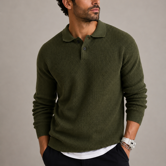 Men's Slim Fit Knit Sweater with Lapel Collar