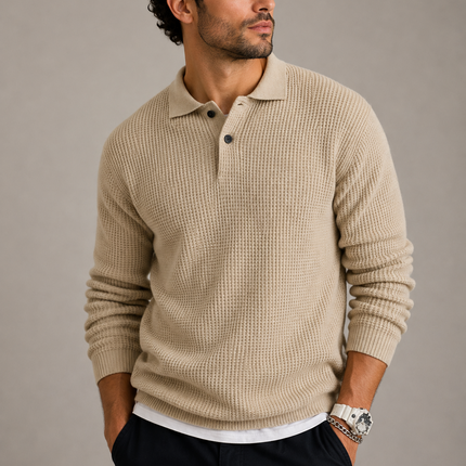 Men's Slim Fit Knit Sweater with Lapel Collar