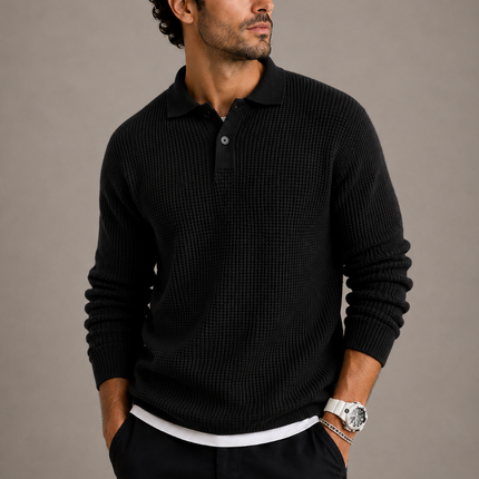 Men's Slim Fit Knit Sweater with Lapel Collar