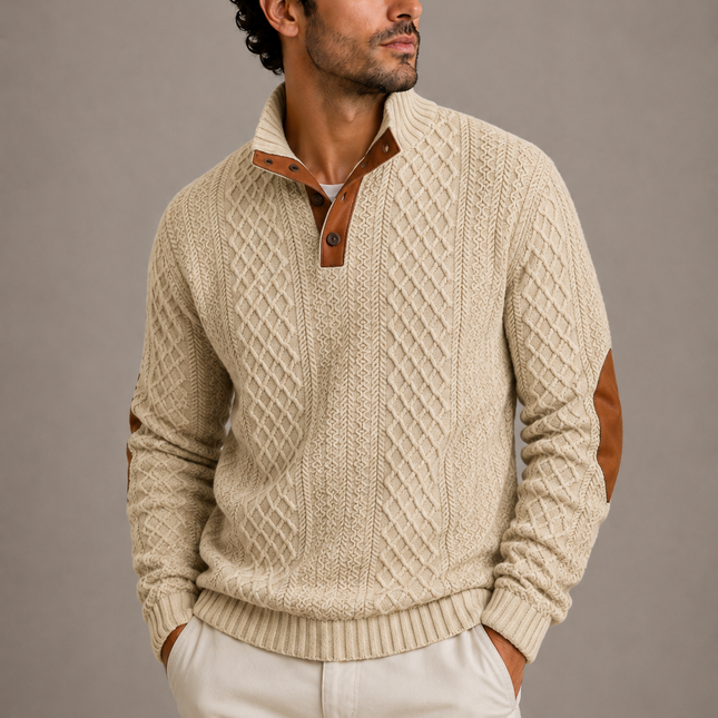 Men's Jacquard Crew Neck Knit Sweater