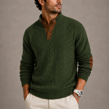 Men's Jacquard Crew Neck Knit Sweater