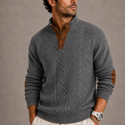 Men's Jacquard Crew Neck Knit Sweater