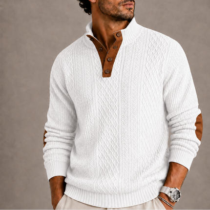 Men's Jacquard Crew Neck Knit Sweater