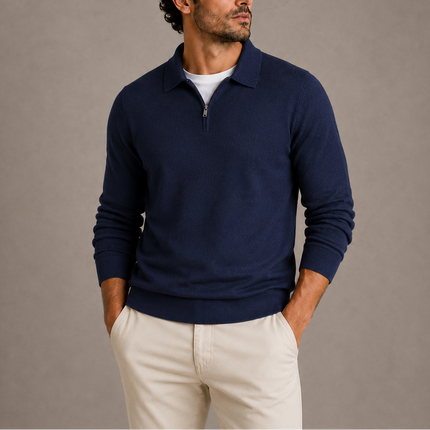 Men's Quarter-Zip Polo Knit Sweater