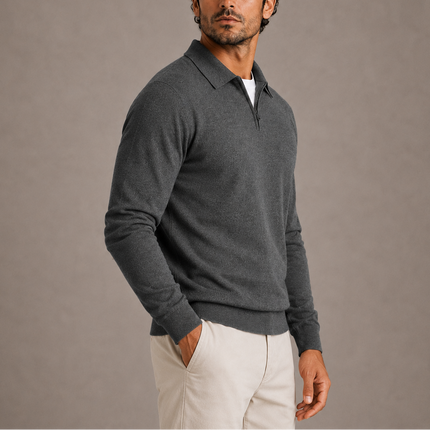 Men's Quarter-Zip Polo Knit Sweater