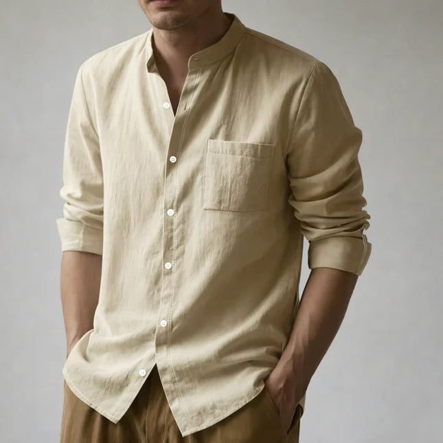 Men's Linen Cotton Blend Long-Sleeve Shirt
