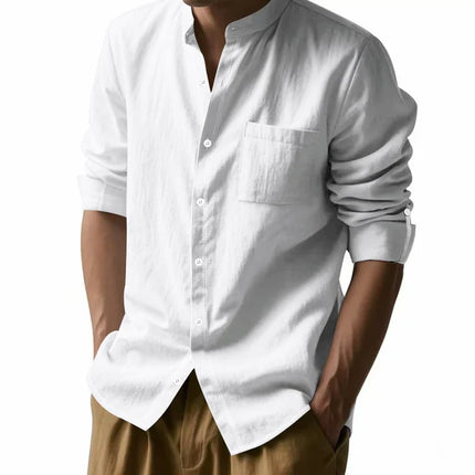 Men's Linen Cotton Blend Long-Sleeve Shirt