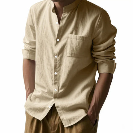 Men's Linen Cotton Blend Long-Sleeve Shirt