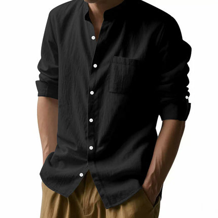 Men's Linen Cotton Blend Long-Sleeve Shirt