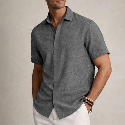 Men's Linen Cotton Blend Short Sleeve Shirt