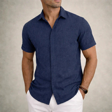 Men's Linen Cotton Blend Short Sleeve Shirt