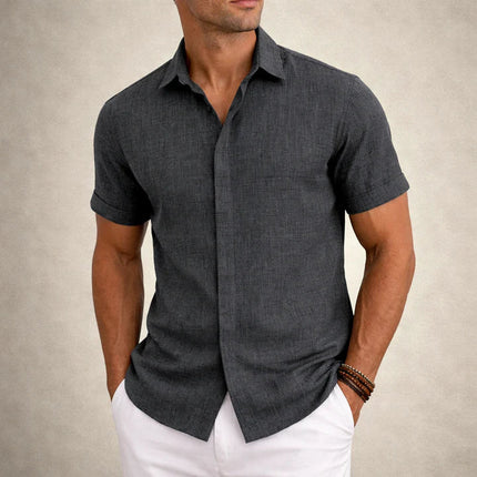 Men's Linen Cotton Blend Short Sleeve Shirt