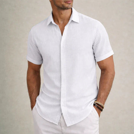 Men's Linen Cotton Blend Short Sleeve Shirt
