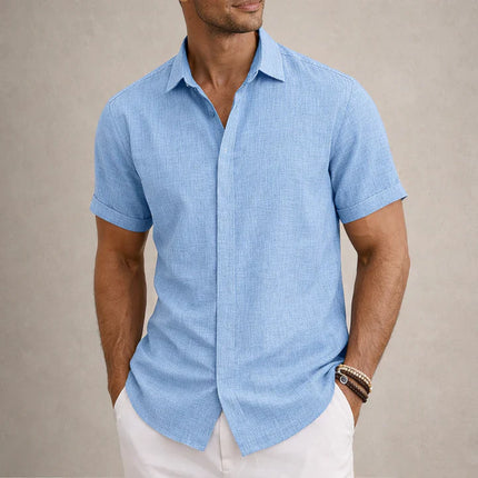 Men's Linen Cotton Blend Short Sleeve Shirt