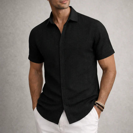 Men's Linen Cotton Blend Short Sleeve Shirt