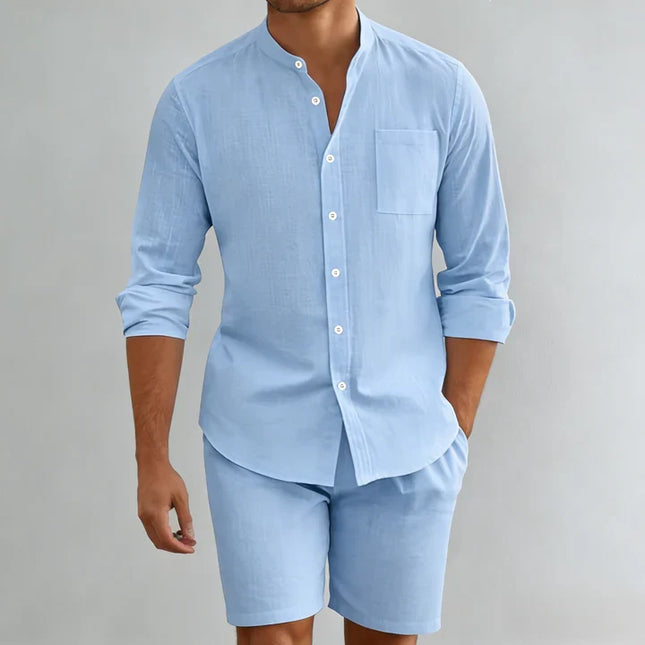 Men's Linen Cotton Long Sleeve Casual Set