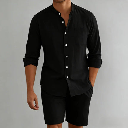 Men's Linen Cotton Long Sleeve Casual Set