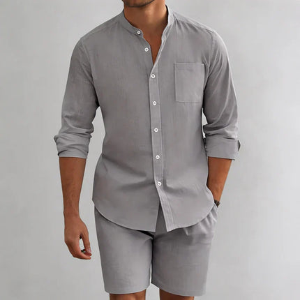 Men's Linen Cotton Long Sleeve Casual Set