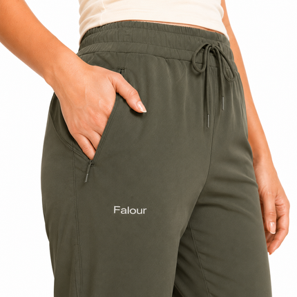 Women’s Lightweight Outdoor Trousers with Drawstring Waist and Zip Pocket