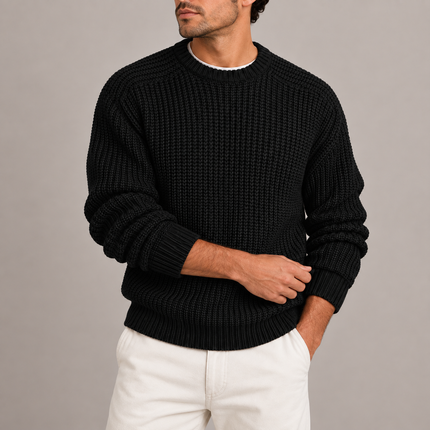 Men's Heavyweight Fisherman Rib Knit Crew Neck Sweater